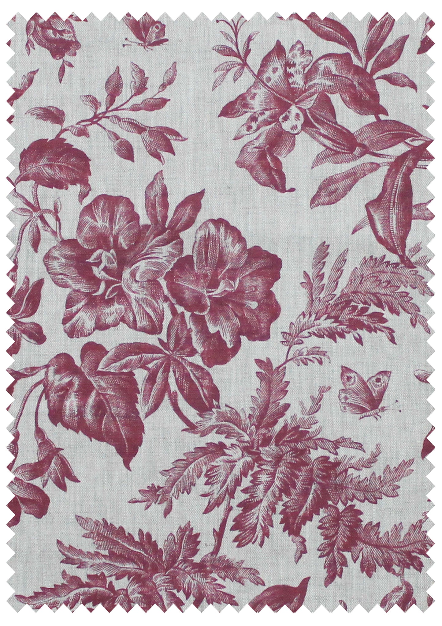 Floraison French Raspberry - Natural Linen Swatch