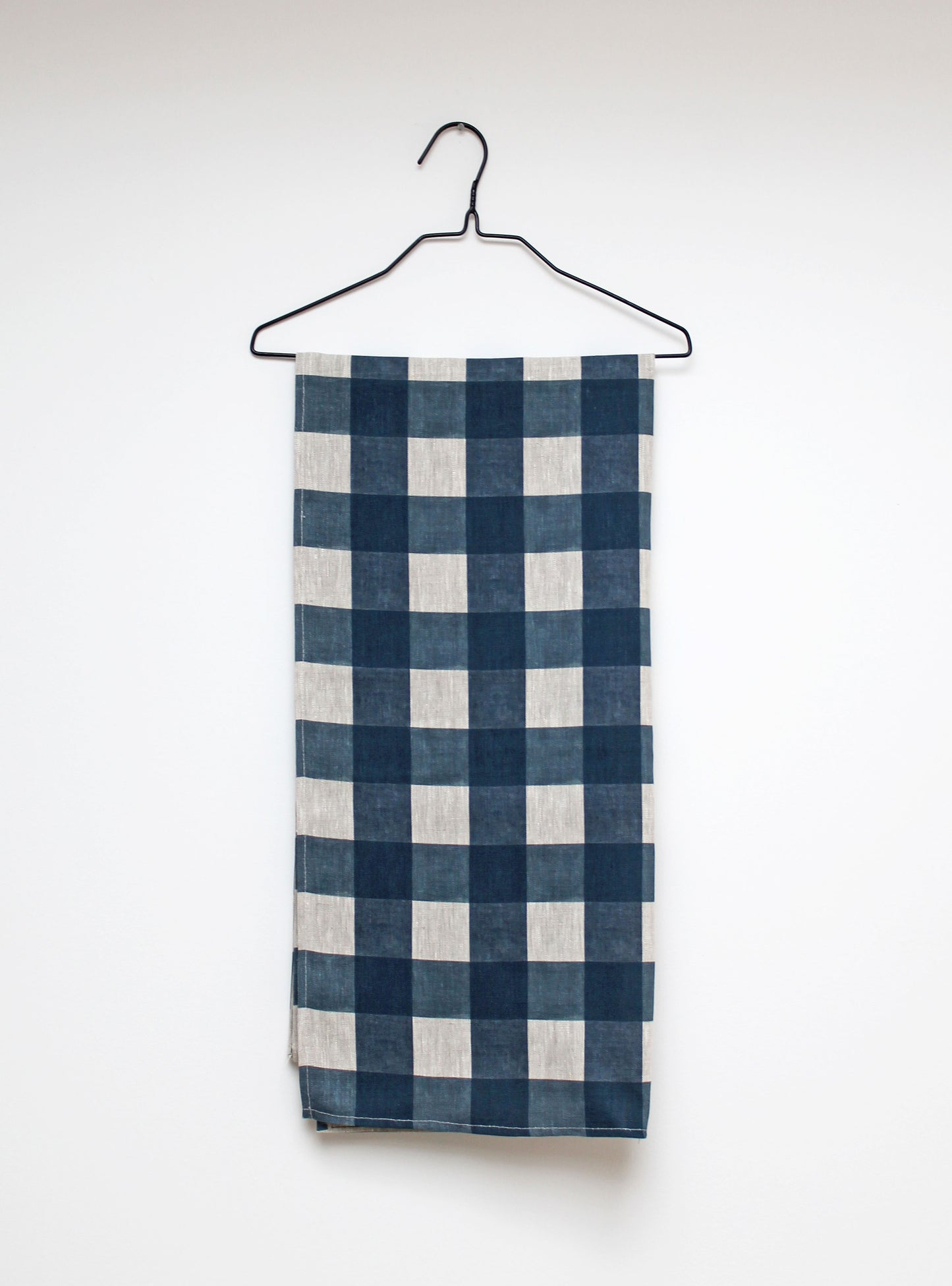Breton Check Blue - Natural Linen Swatch