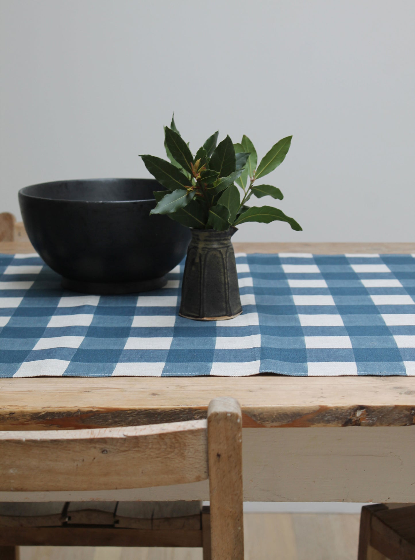 Breton Check Blue - Natural Linen