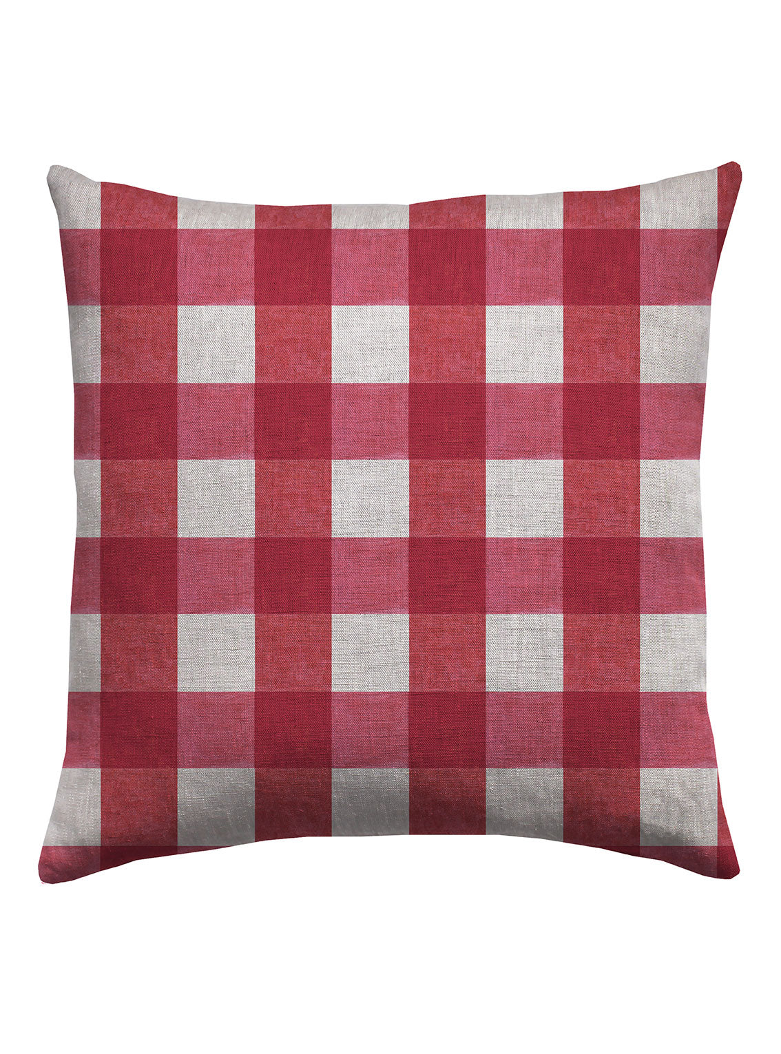 Breton Check Raspberry Square Cushion