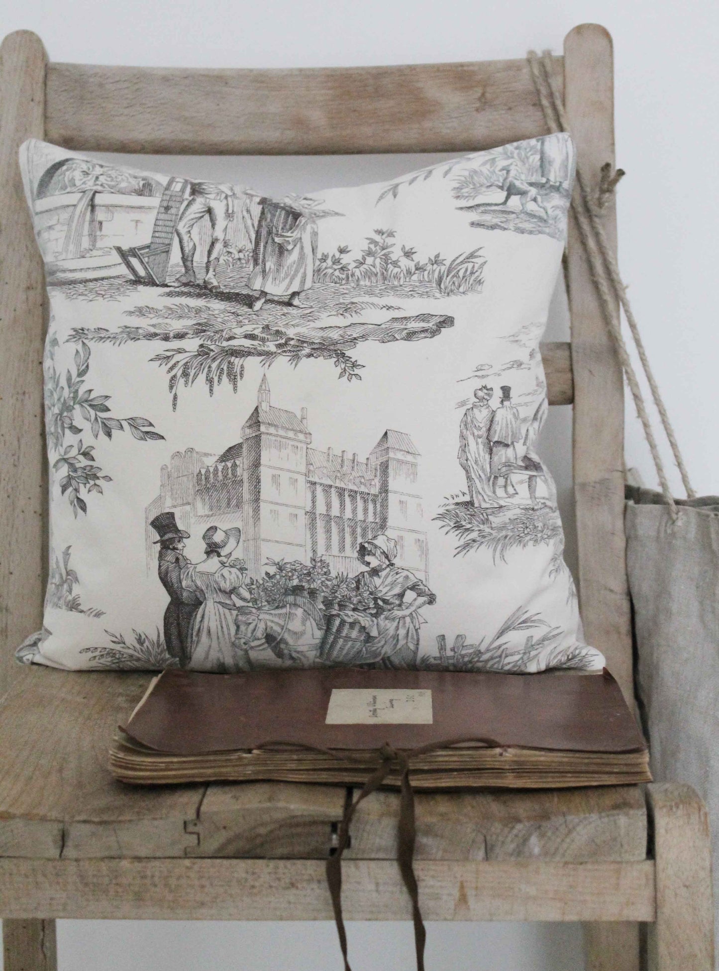 Earthy Tones Toile Vintage Cushion