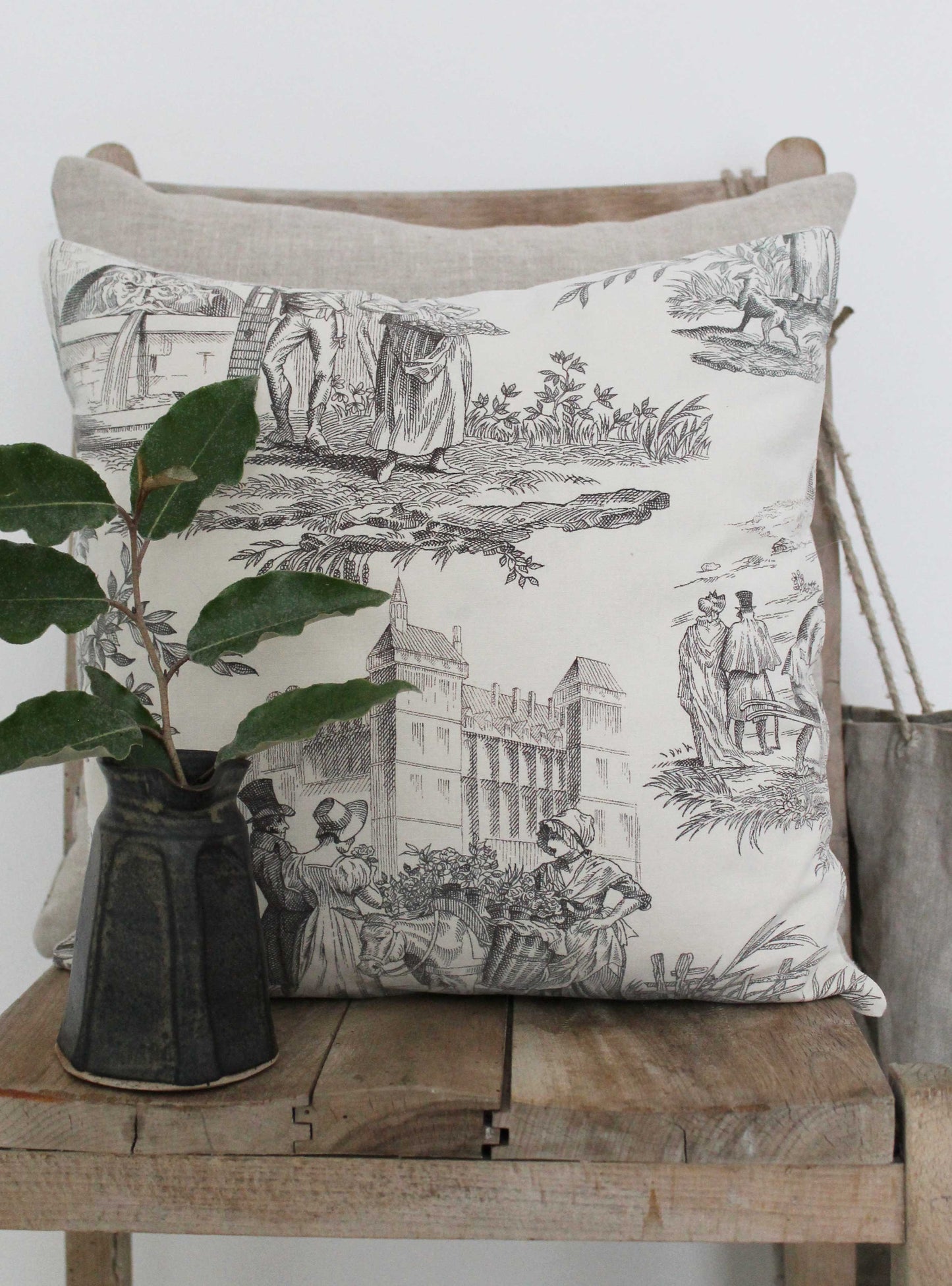 Earthy Tones Toile Vintage Cushion