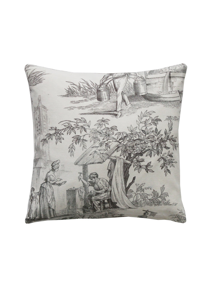 Earthy Tones Toile Vintage Cushion