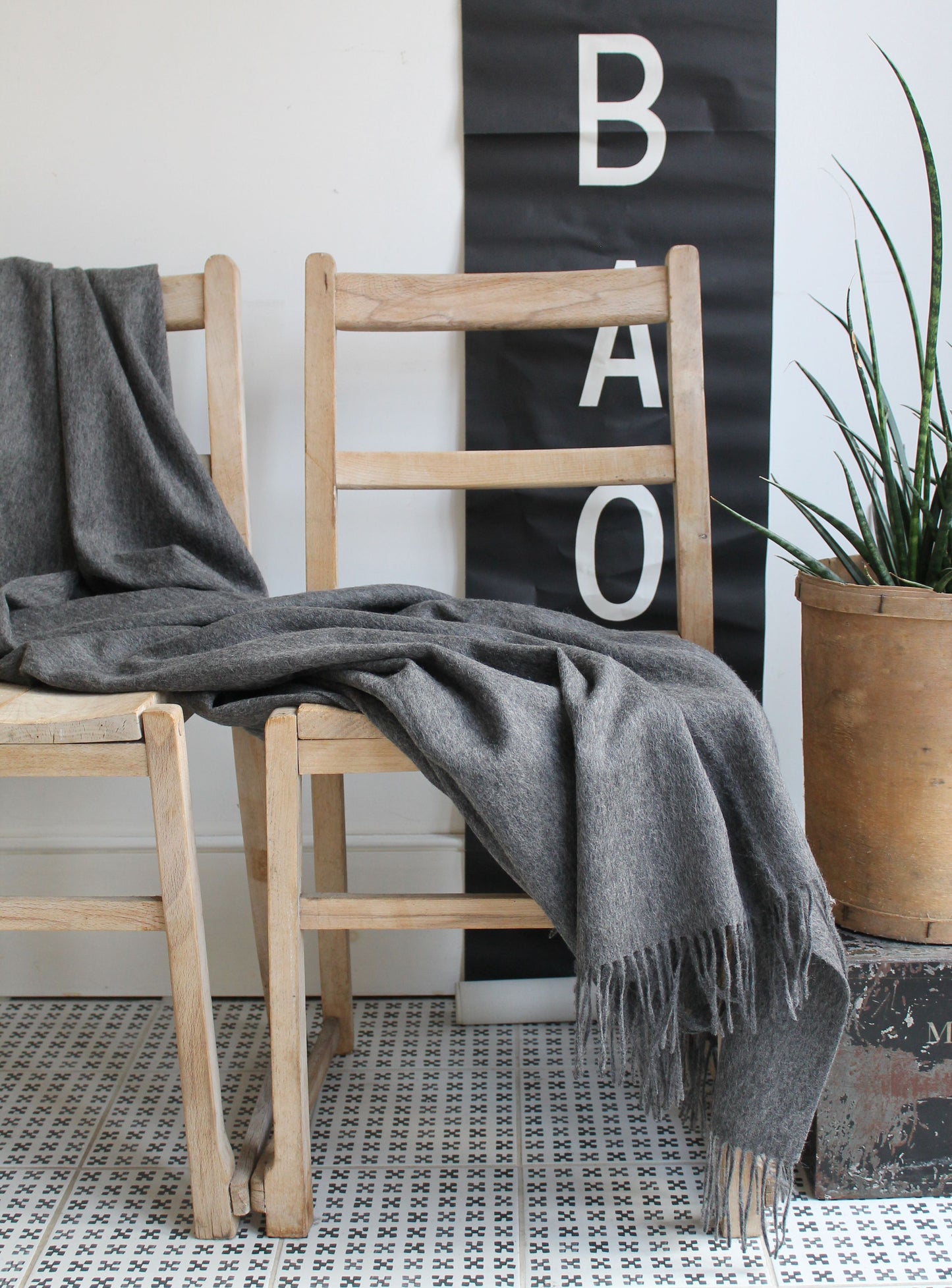 Charcoal Melange Lambswool Blanket Image 3