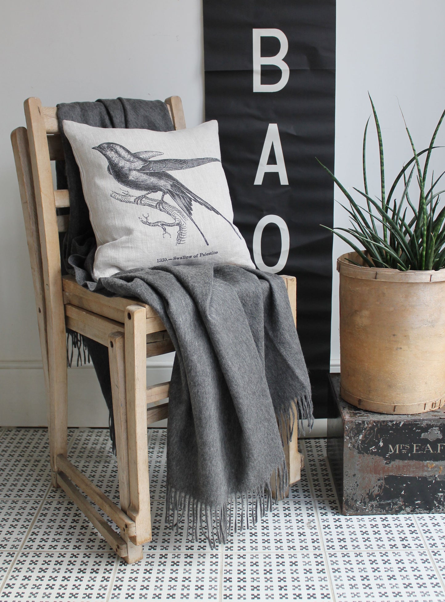 Charcoal Melange Lambswool Blanket Image 1