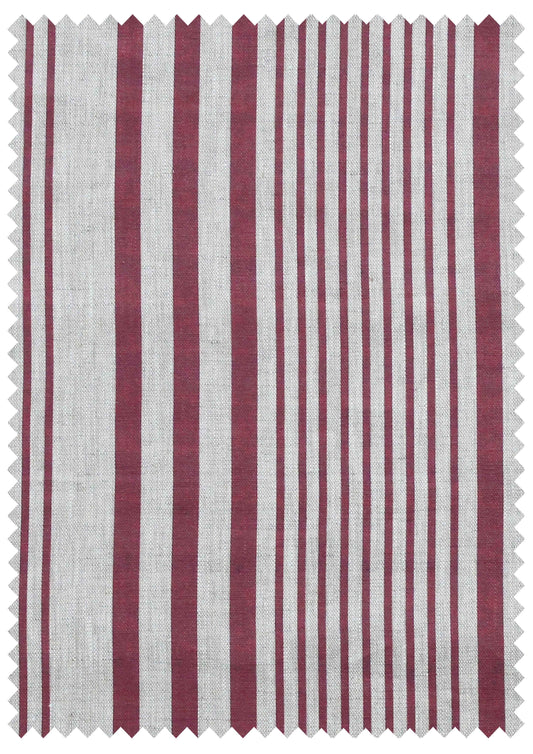 Stanley Stripe French Raspberry - Natural Linen Swatch