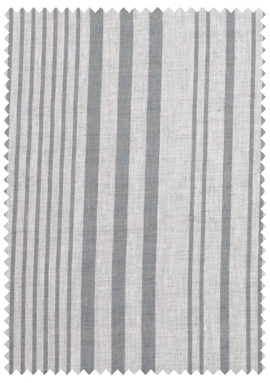 Stanley Stripe Manoir Grey - Natural Linen Swatch