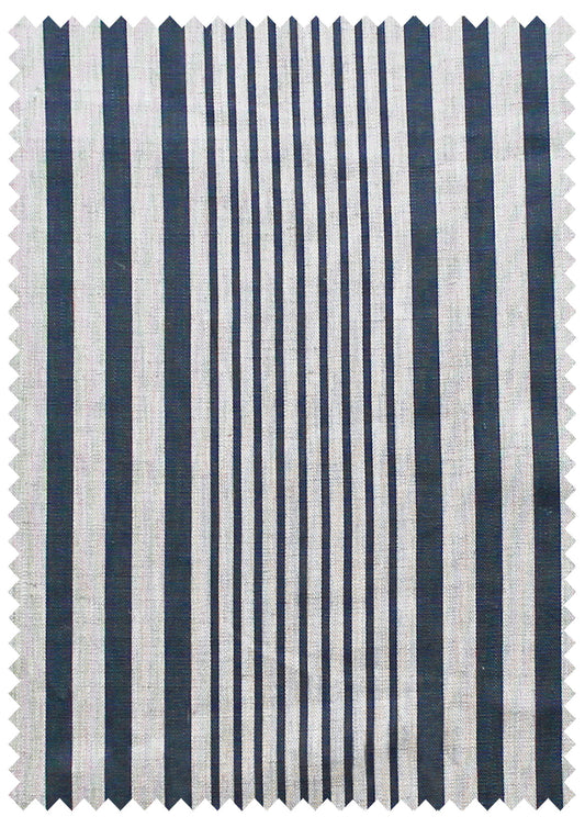 Stanley Stripe Stripe Prussian Blue - Natural Linen Swatch