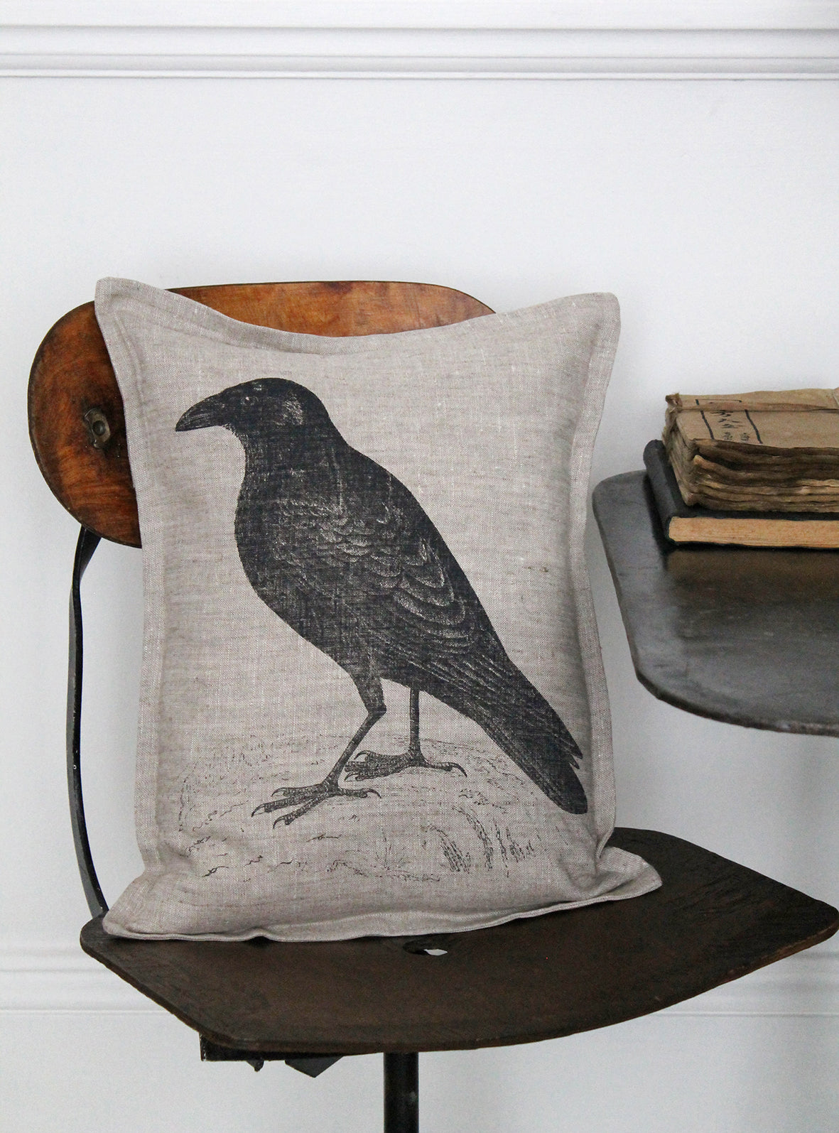 Corvus Corax Natural Linen Cushion