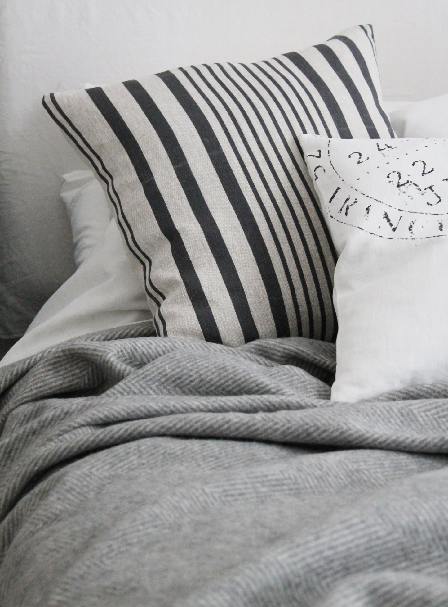 Charcoal Herringbone Recycled Wool Blanket Image 3