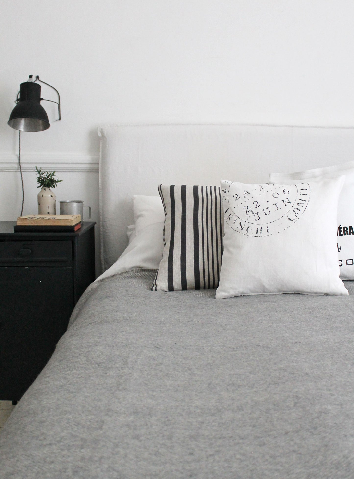 Charcoal Herringbone Recycled Wool Blanket Image 1
