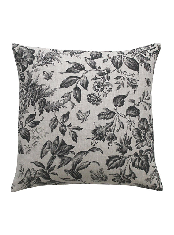 Floraison-Soot Square Linen Cushion Front CutOut