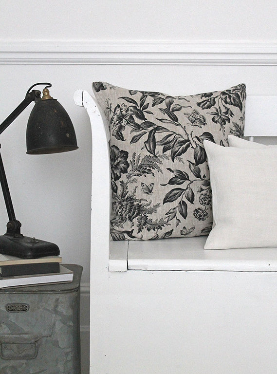 Floraison Soot Square Linen Cushion