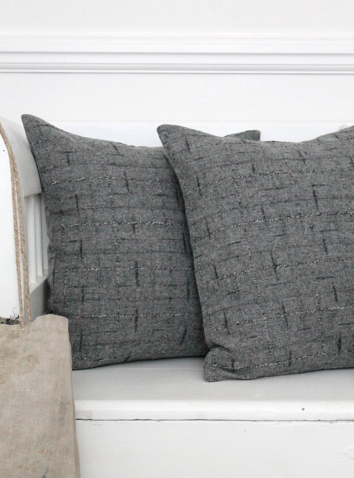 Grey Wool Square Cushion