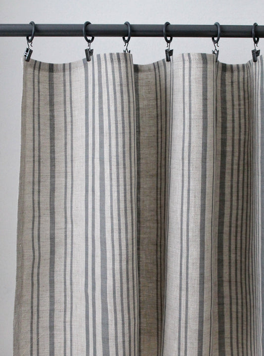 Stanley Stripe Manoir Grey - Natural Linen
