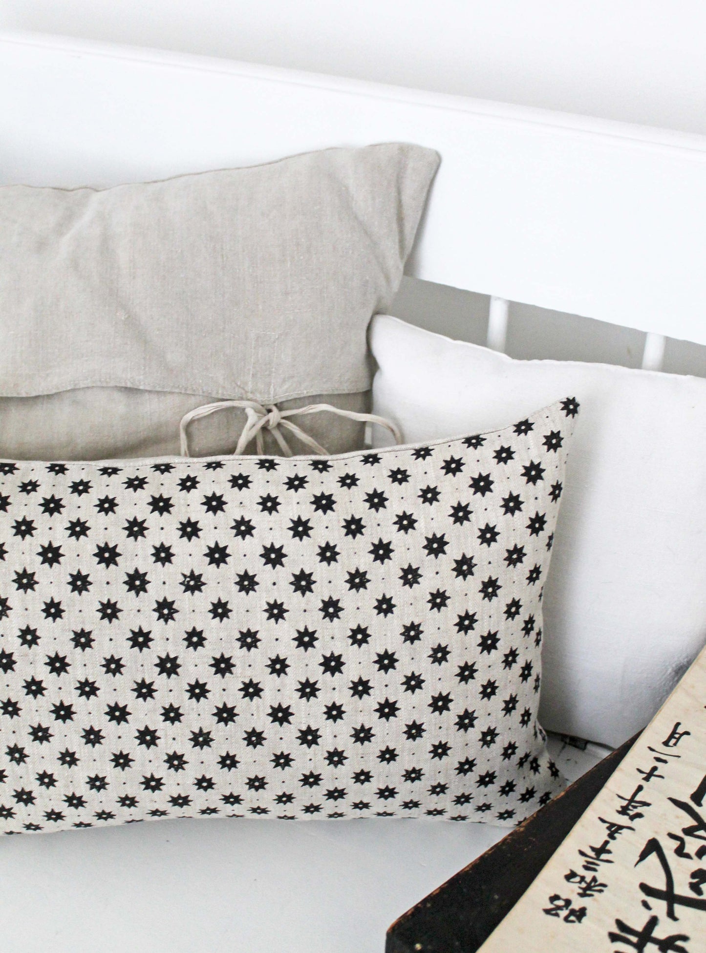 Petite Etoile Soot Natural Linen Cushion