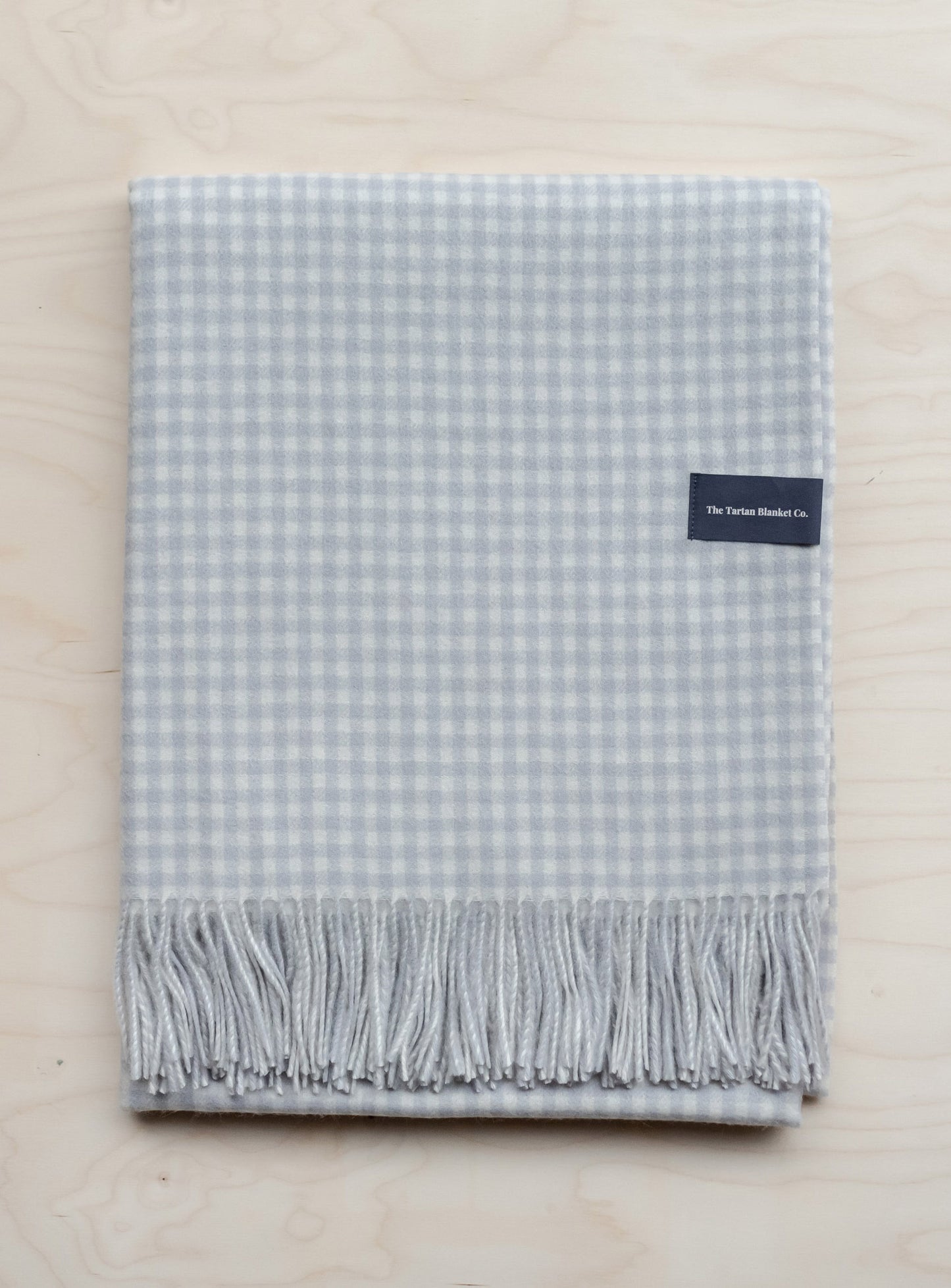 Grey Gingham Lambswool Blanket