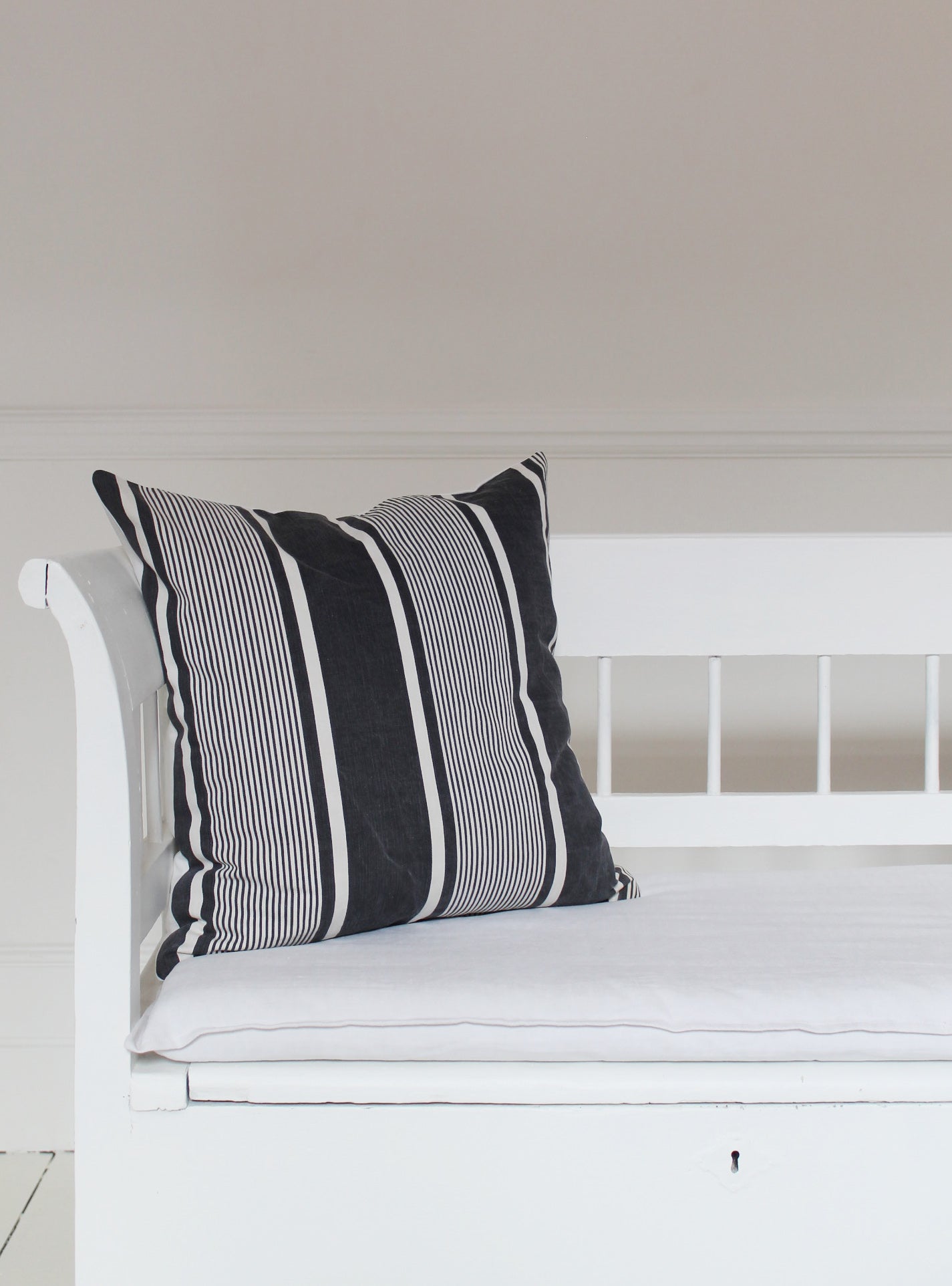 Black and White Stripe Square Cushion