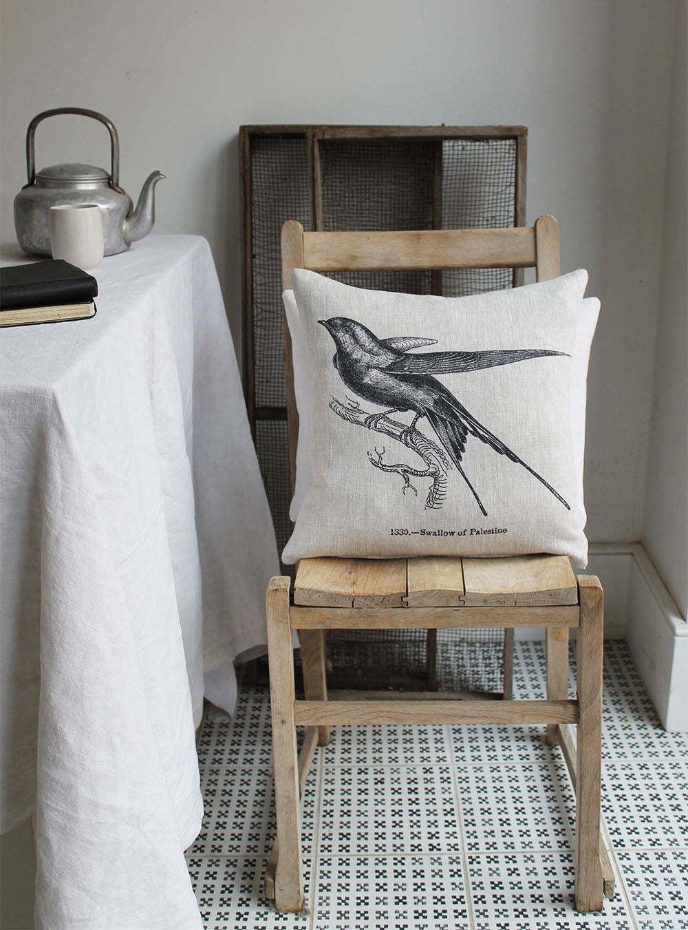 Branch Swallow Linen Cushion