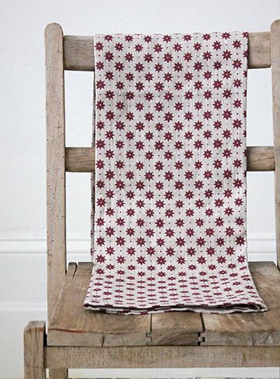 Petite Etoile French Raspberry - Natural Linen Swatch