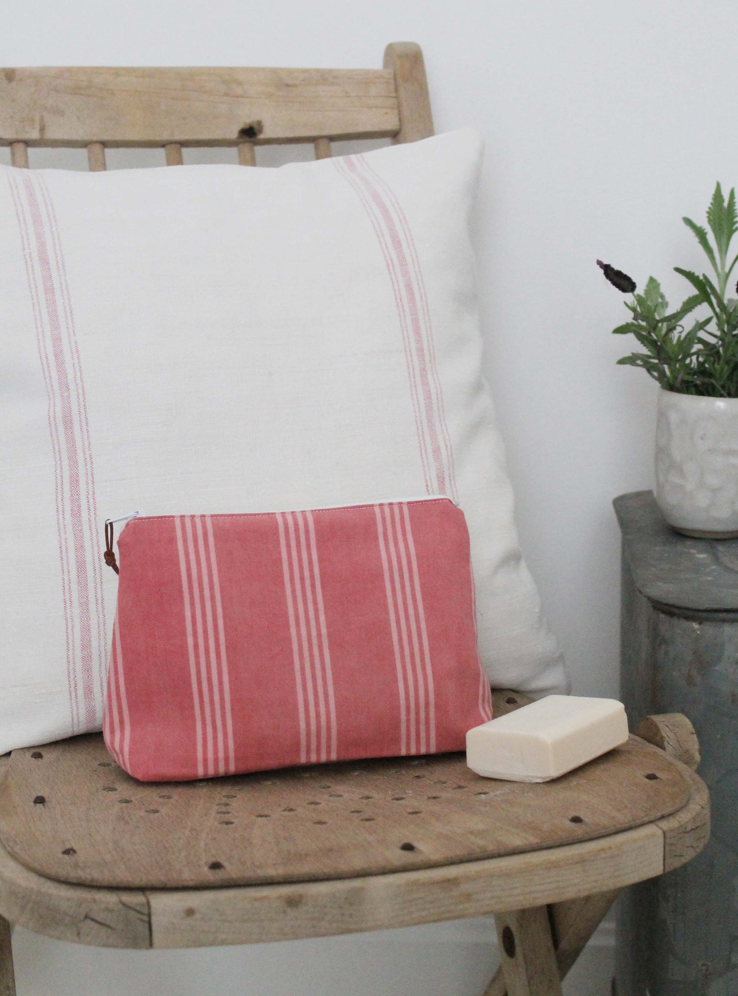 Pink Stripe Small Washbag