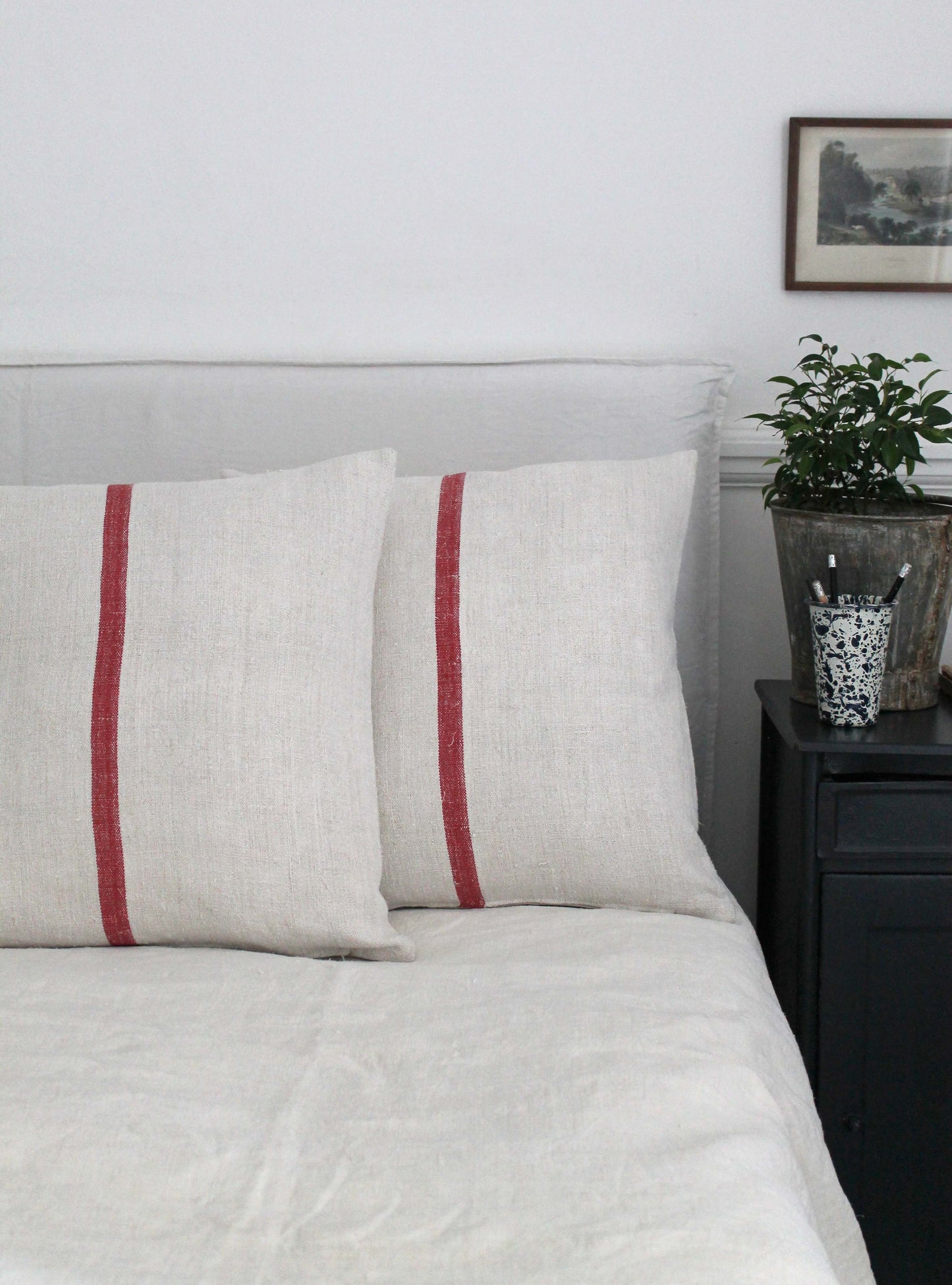 Rusty Red Stripe Square Cushion