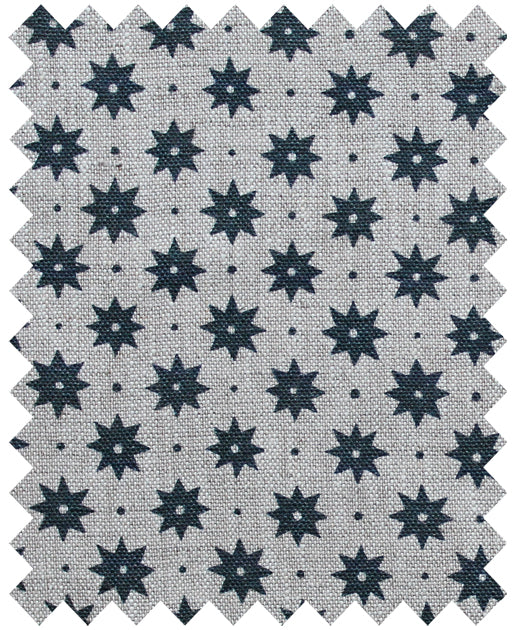 Petite Etoile Prussian Blue - Natural Linen Swatch