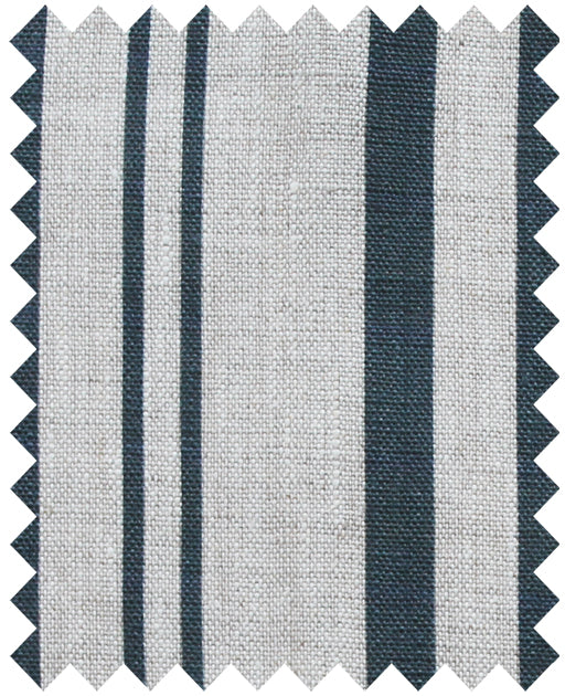 Stanley Stripe Stripe Prussian Blue - Natural Linen Swatch