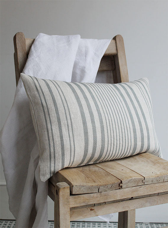 Stanley Stripe Manoir Grey Scatter Cushion on Chair