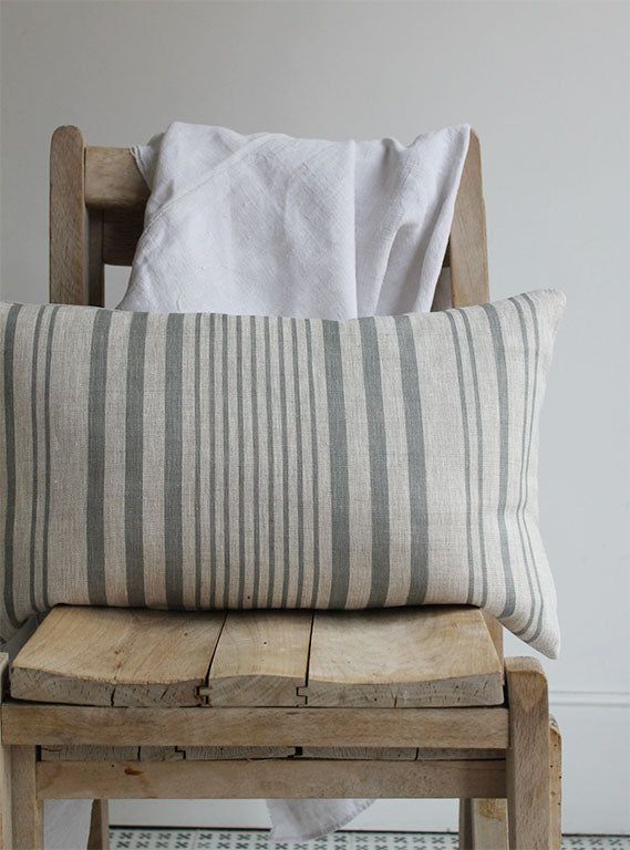 Stanley Stripe Manoir Grey Scatter Cushion on Chair