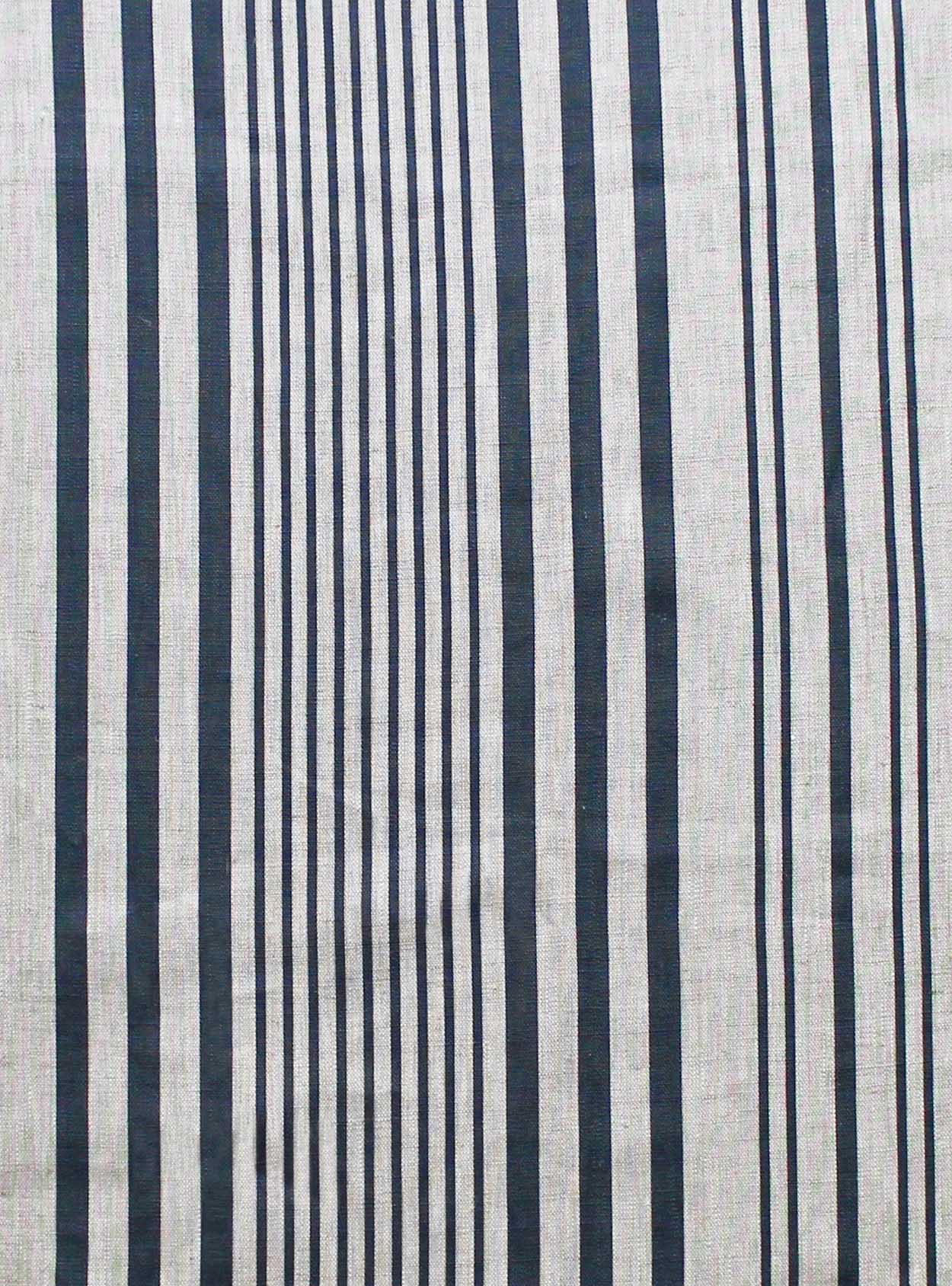 Stanley Stripe Prussian Blue - Natural Linen