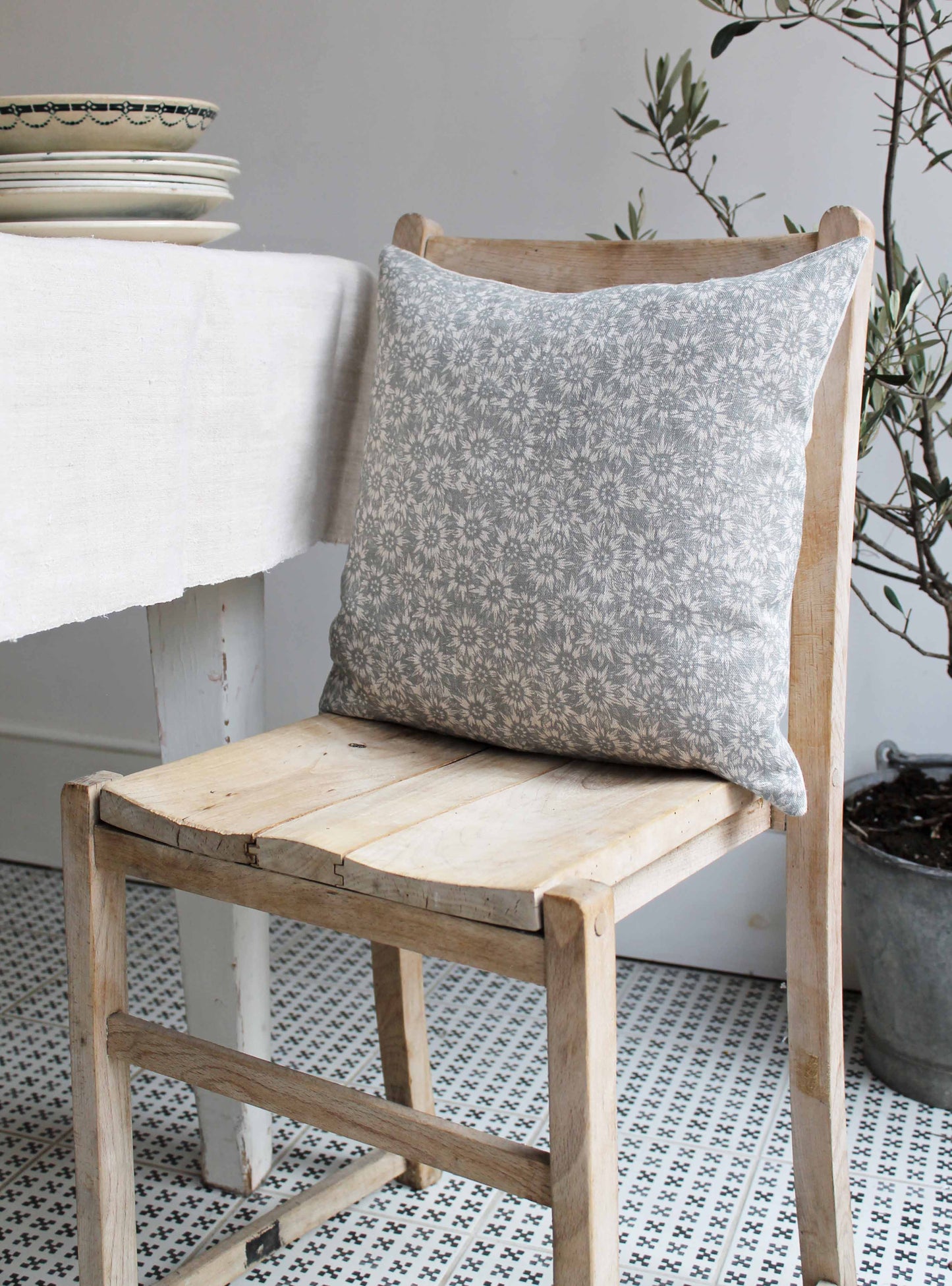 Summer Lea Manoir Grey Linen Cushion