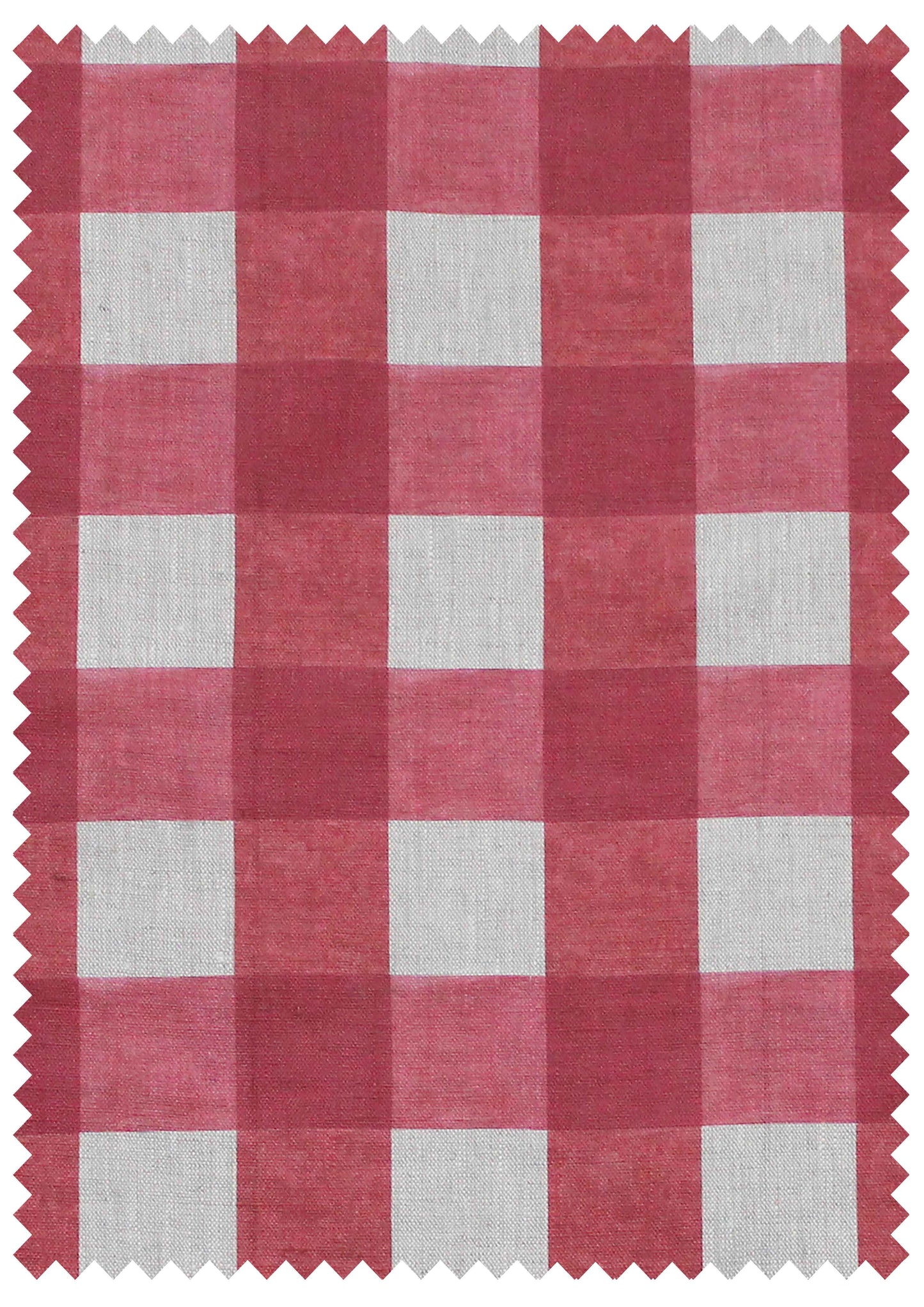 Breton Check Raspberry - Natural Linen Swatch