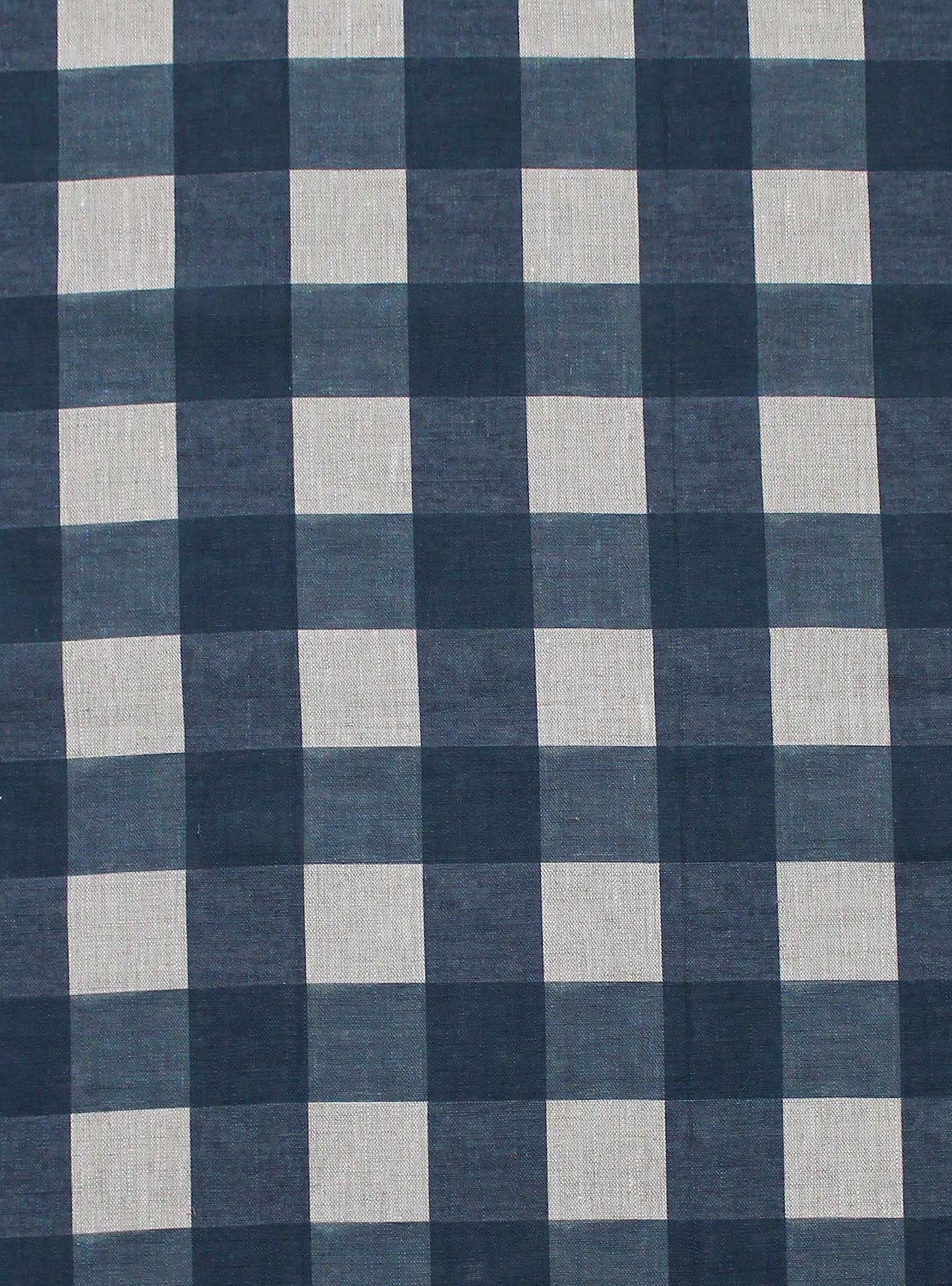 Breton Check Blue - Natural Linen