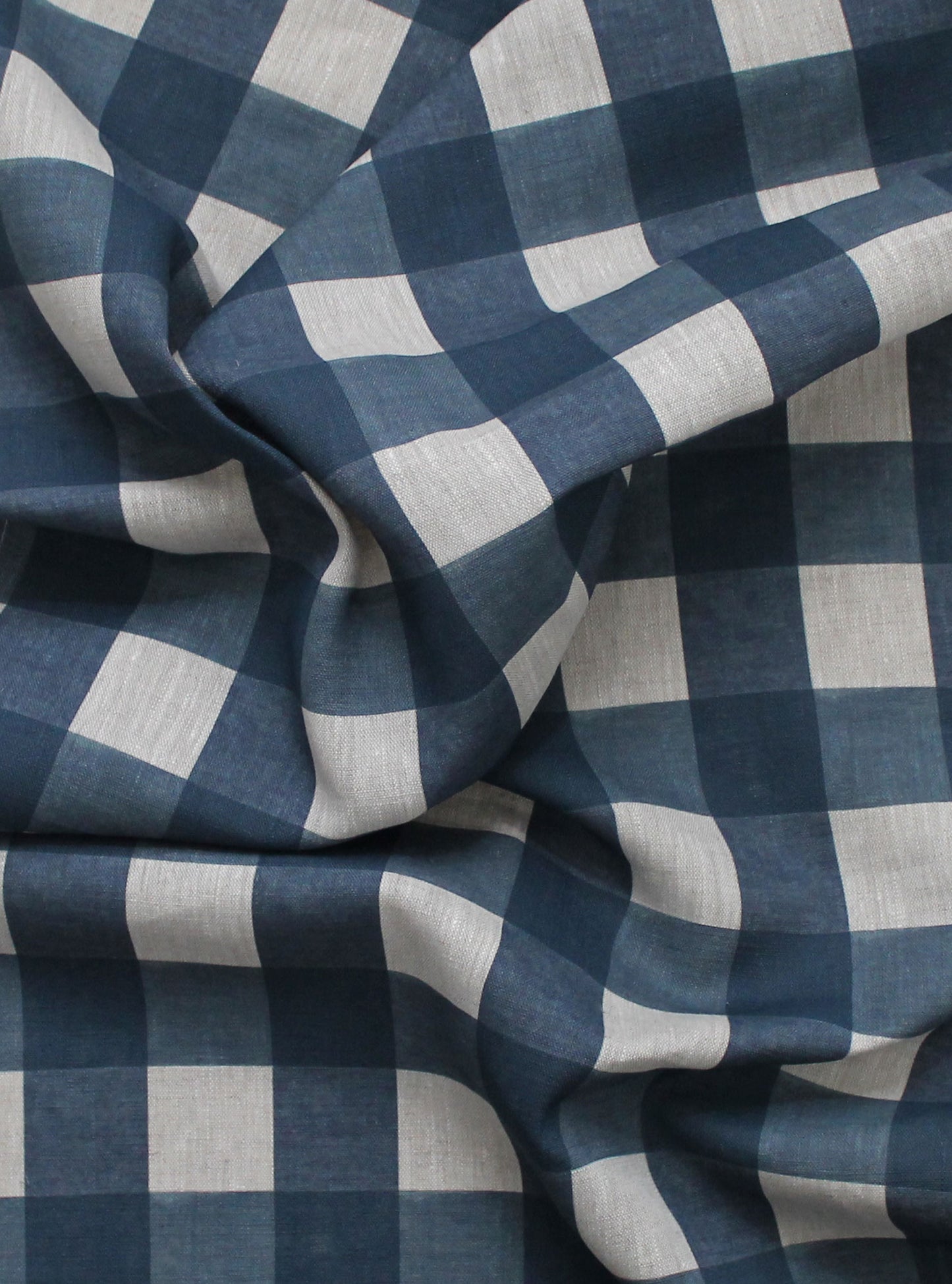 Breton Check Blue - Natural Linen