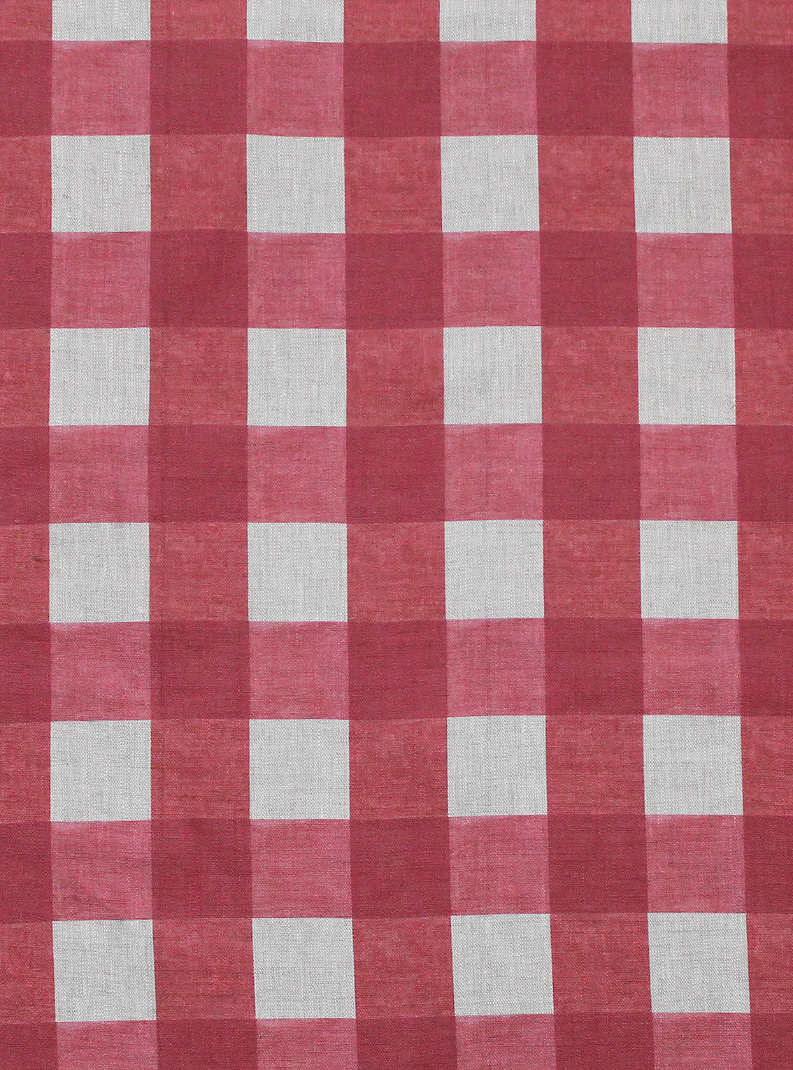 Breton Check Raspberry - Natural Linen