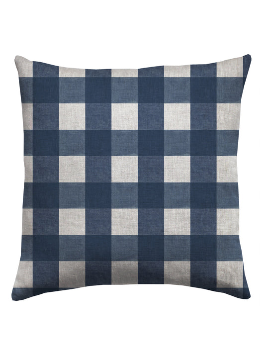 Breton Check Blue Square Cushion