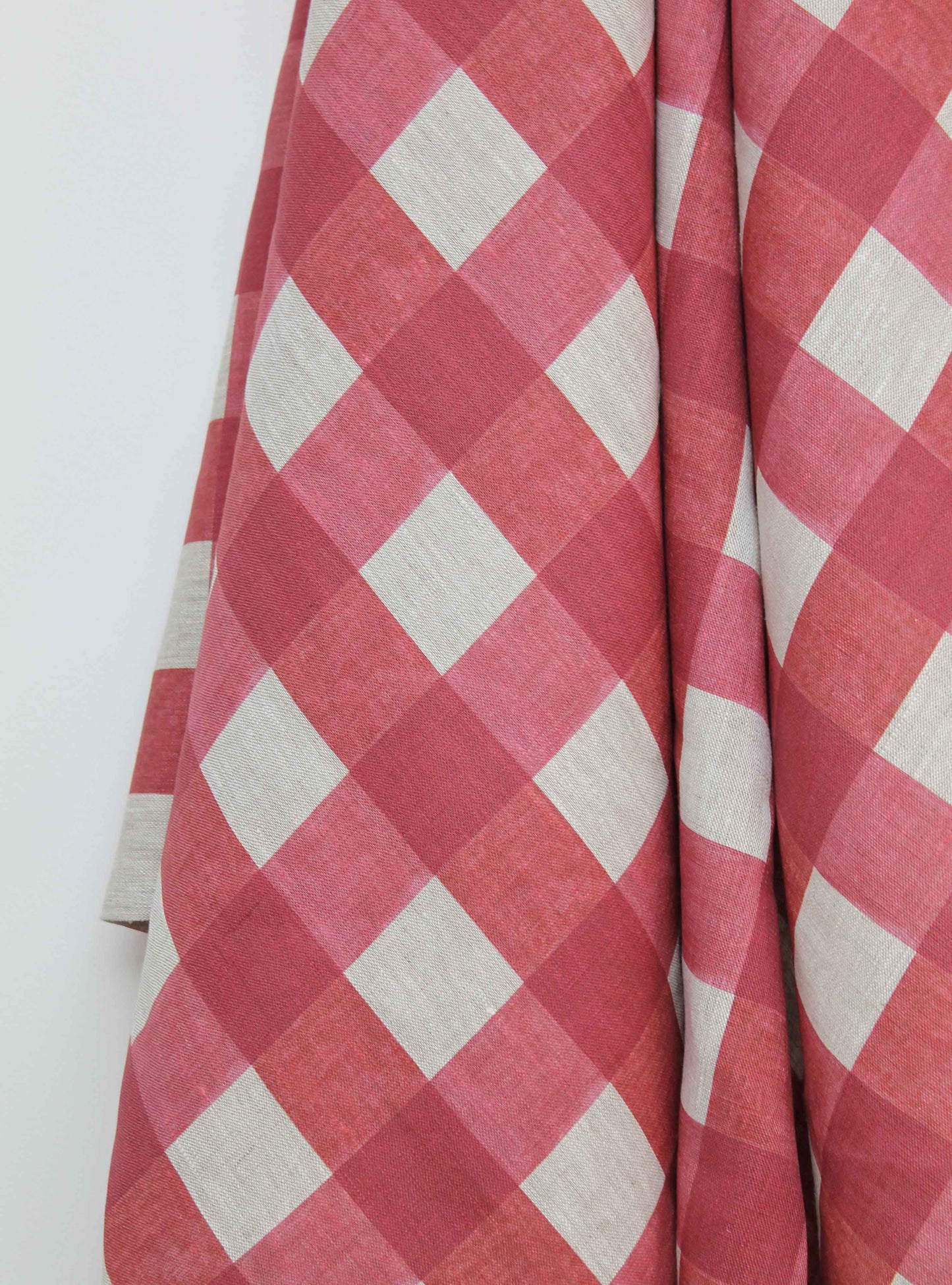 Breton Check Raspberry - Natural Linen