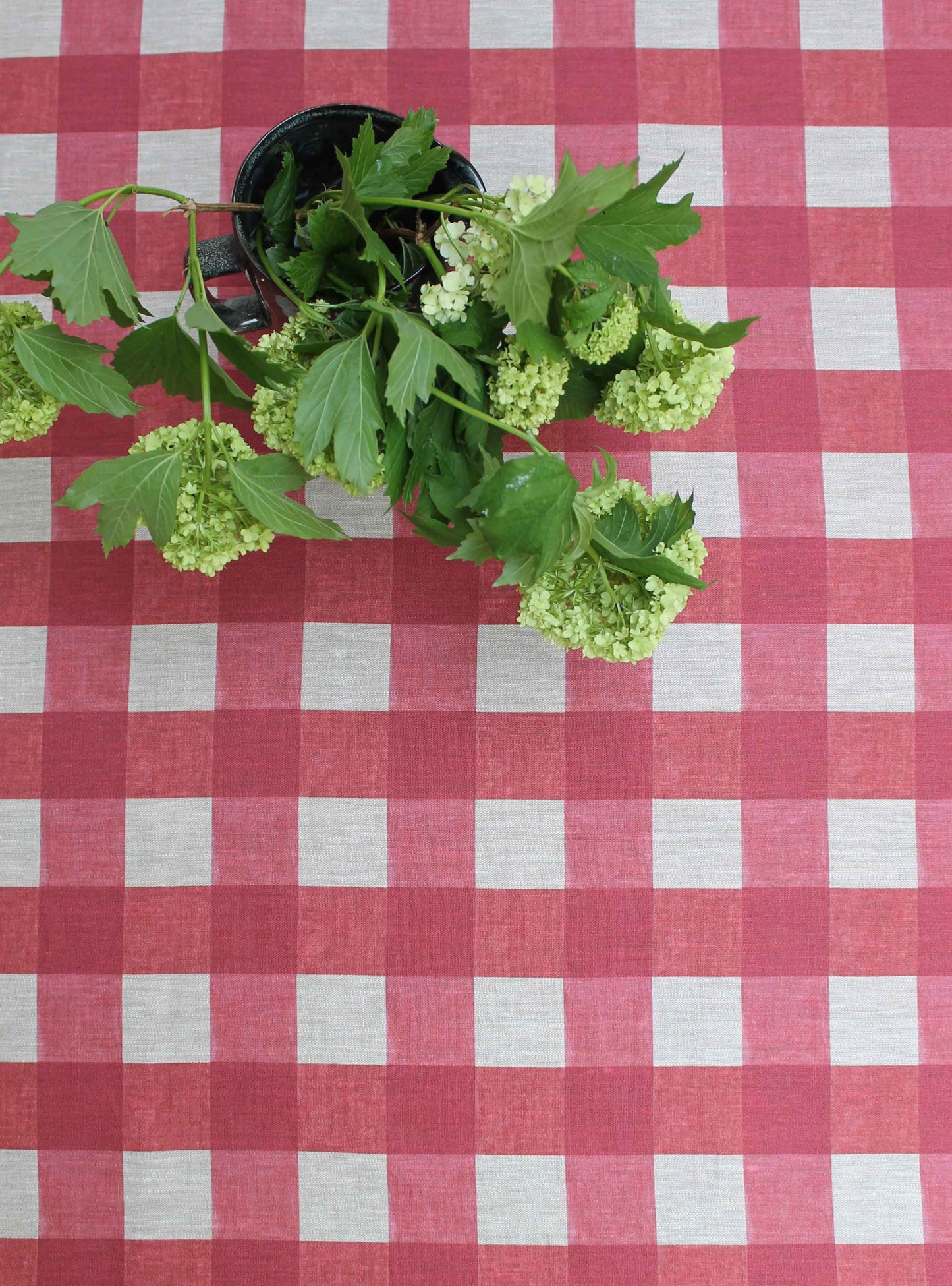 Breton Check Raspberry - Natural Linen
