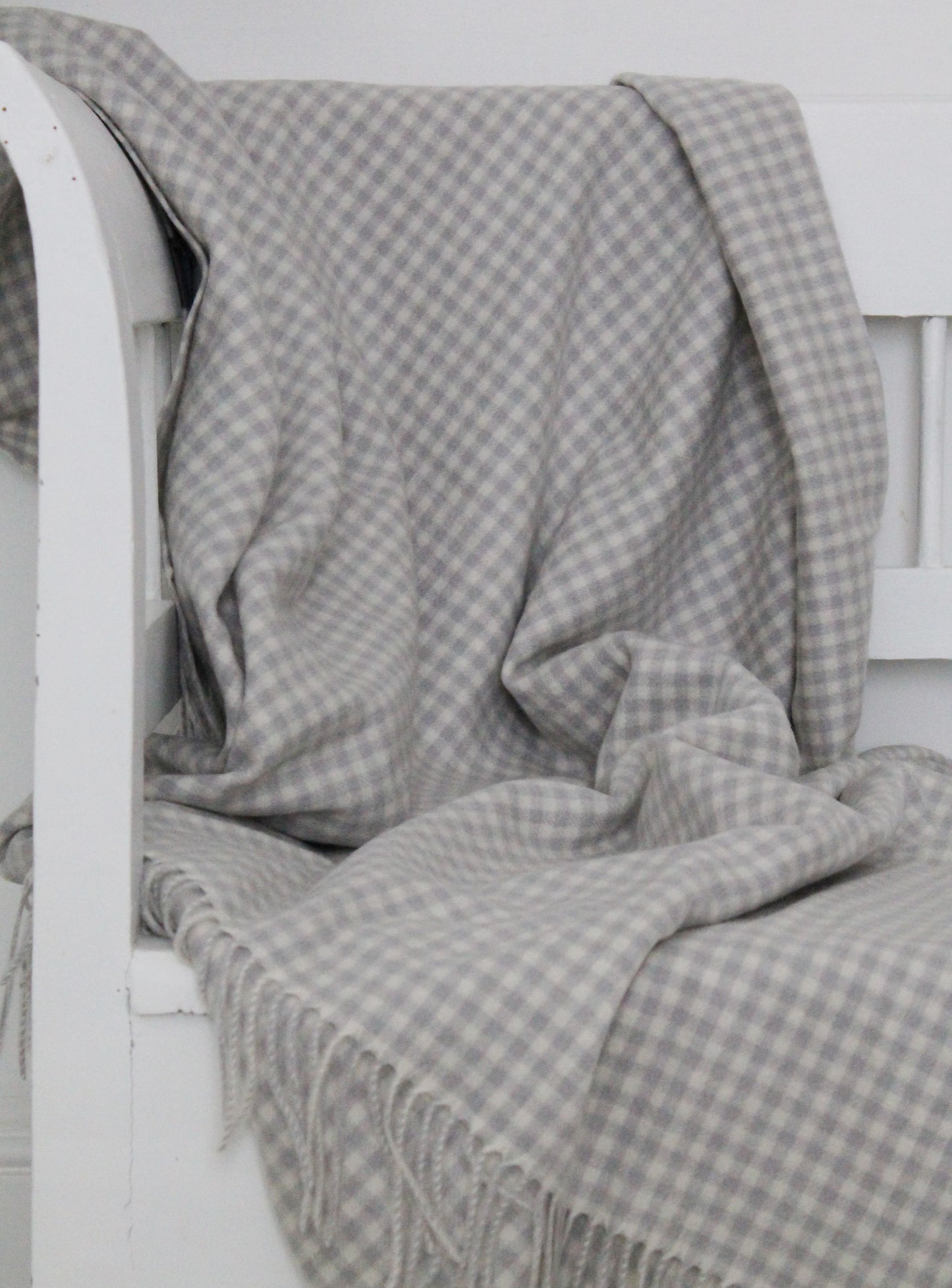 Grey Gingham Lambswool Blanket Image 2