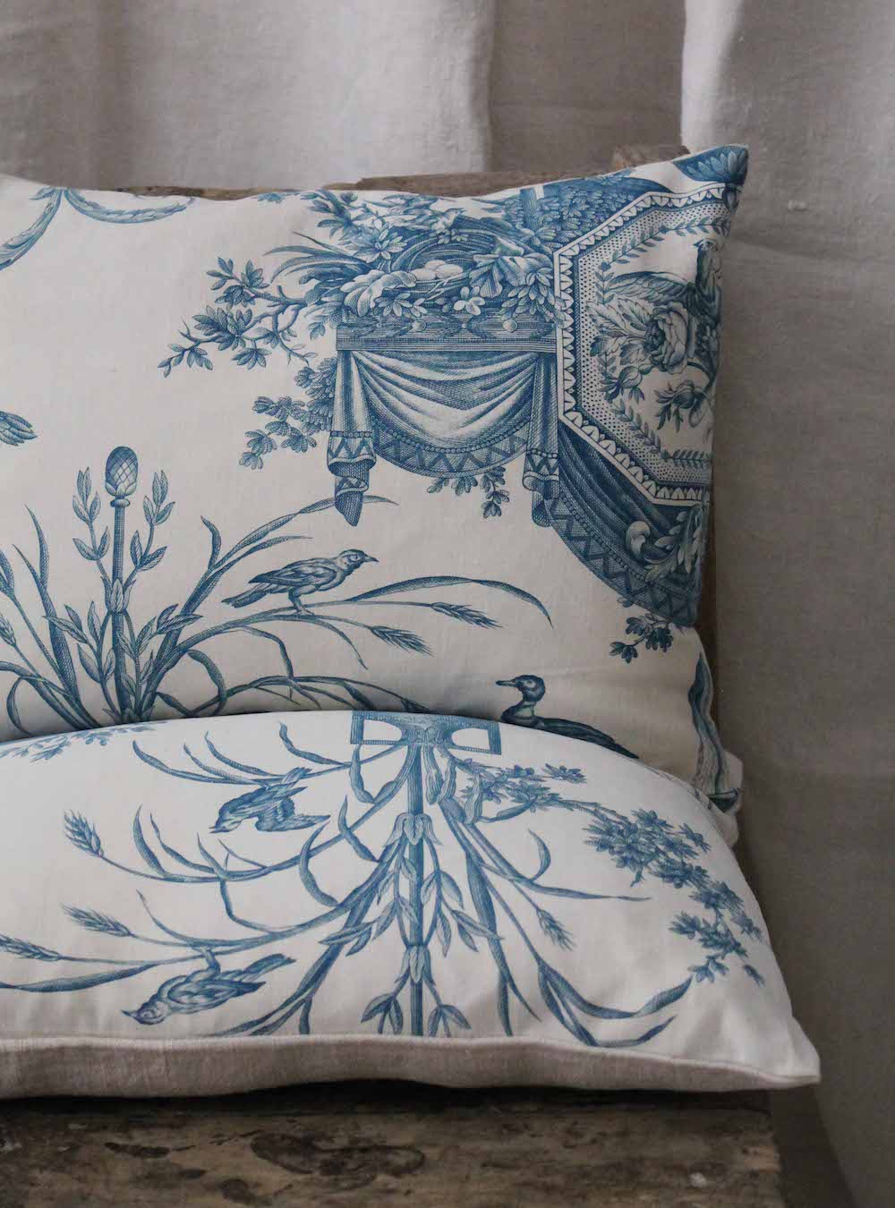 Blue and White Scatter Cushion Close Up