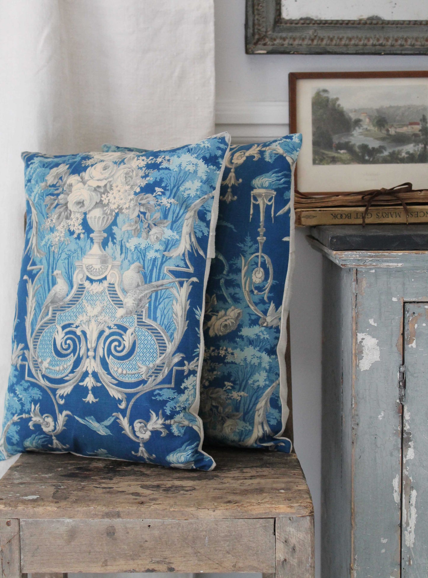 Blue & Grey Toile Scatter Cushion