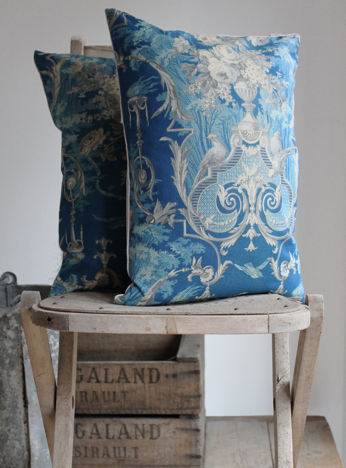 Blue & Grey Toile Scatter Cushion