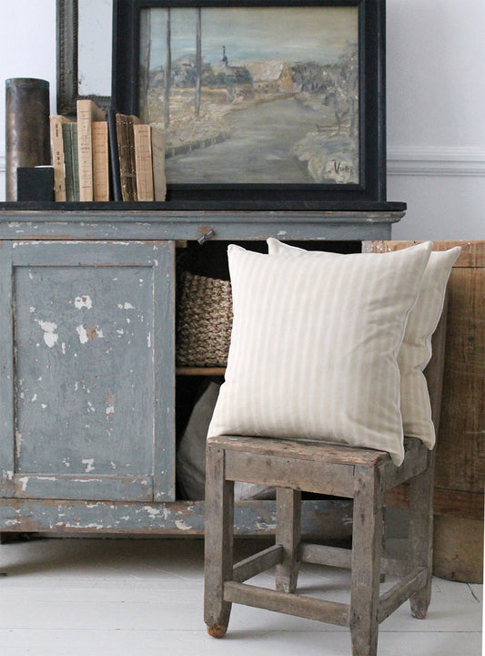 Cream Stripe Square Cushion