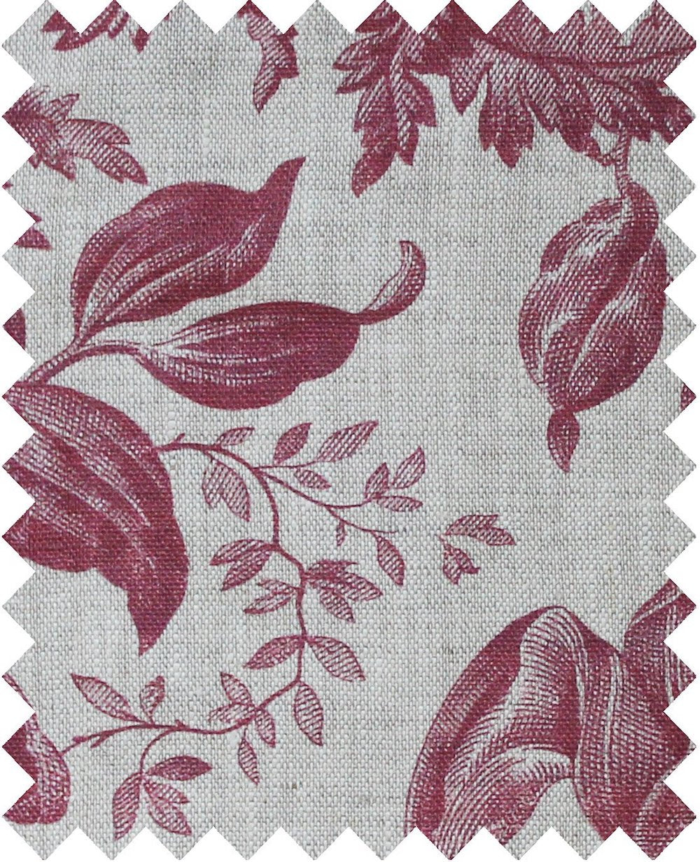 Floraison French Raspberry Natural Linen Swatch 2