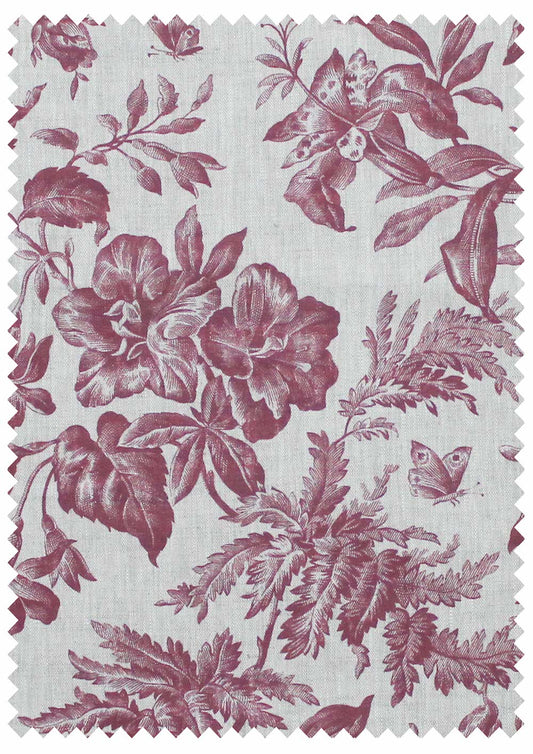 Floraison French Raspberry Natural Linen Swatch
