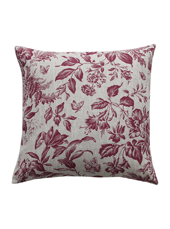 Floraison French Raspberry Square Cushion