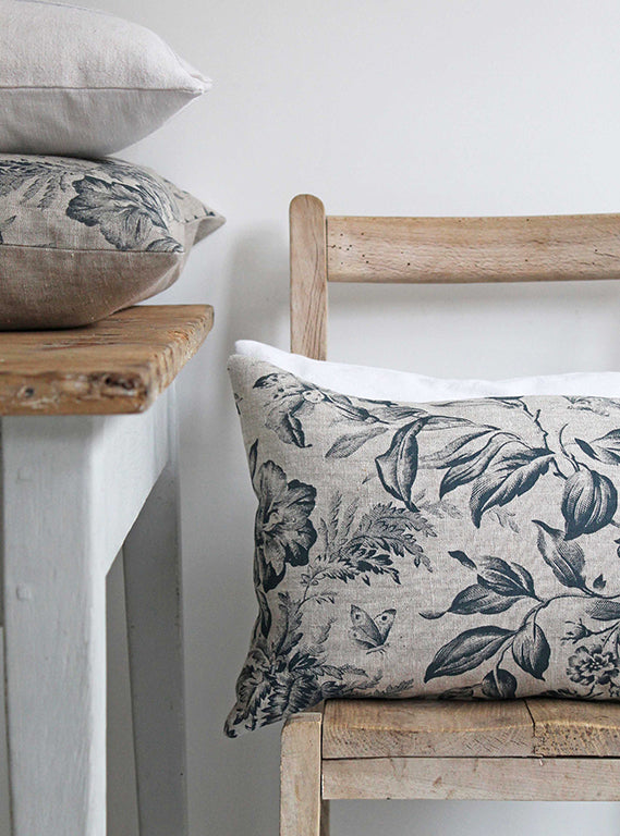 Floraison Prussian Blue Scatter Cushion Stack