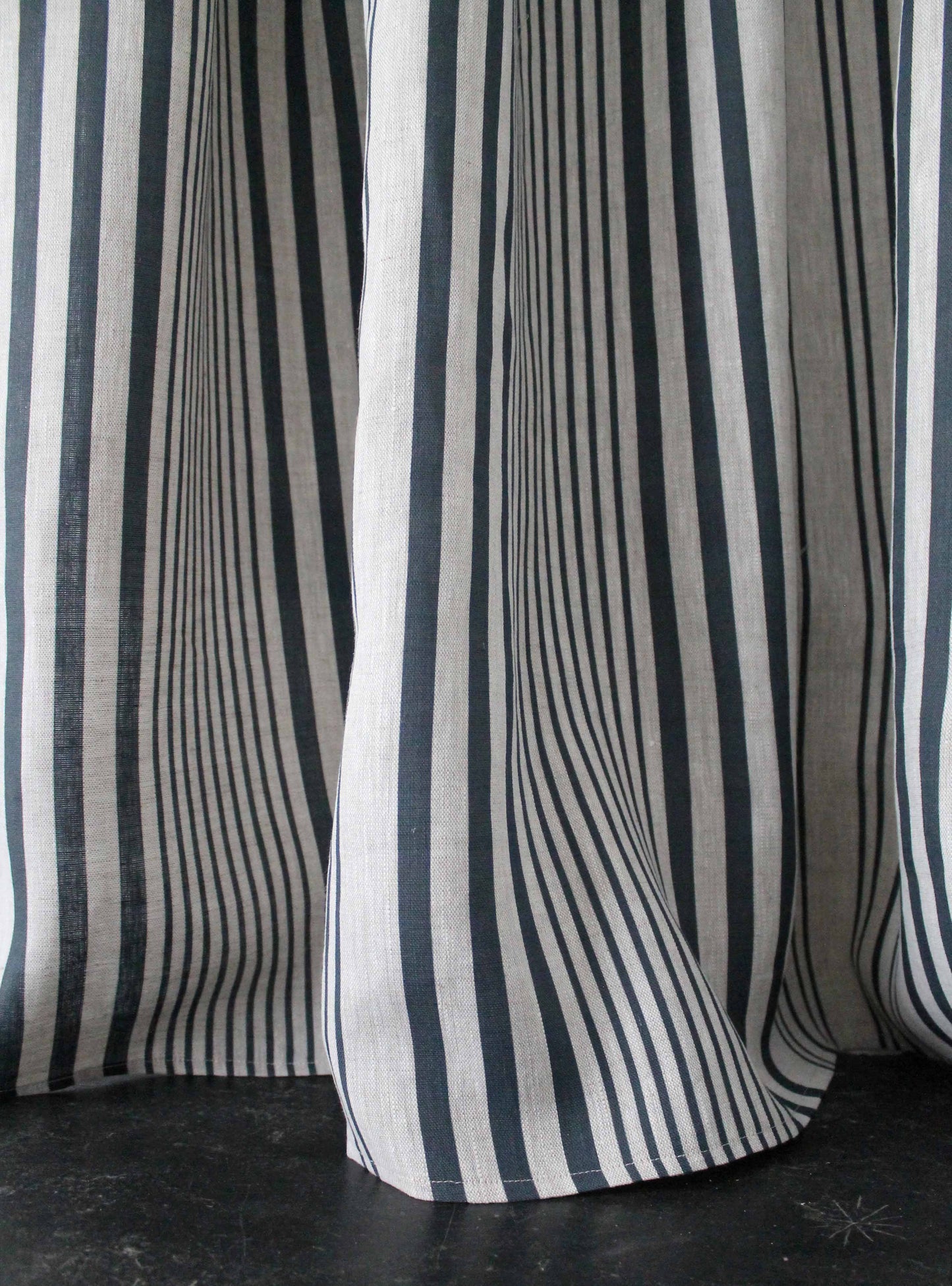 Stanley Stripe Prussian Blue - Natural Linen