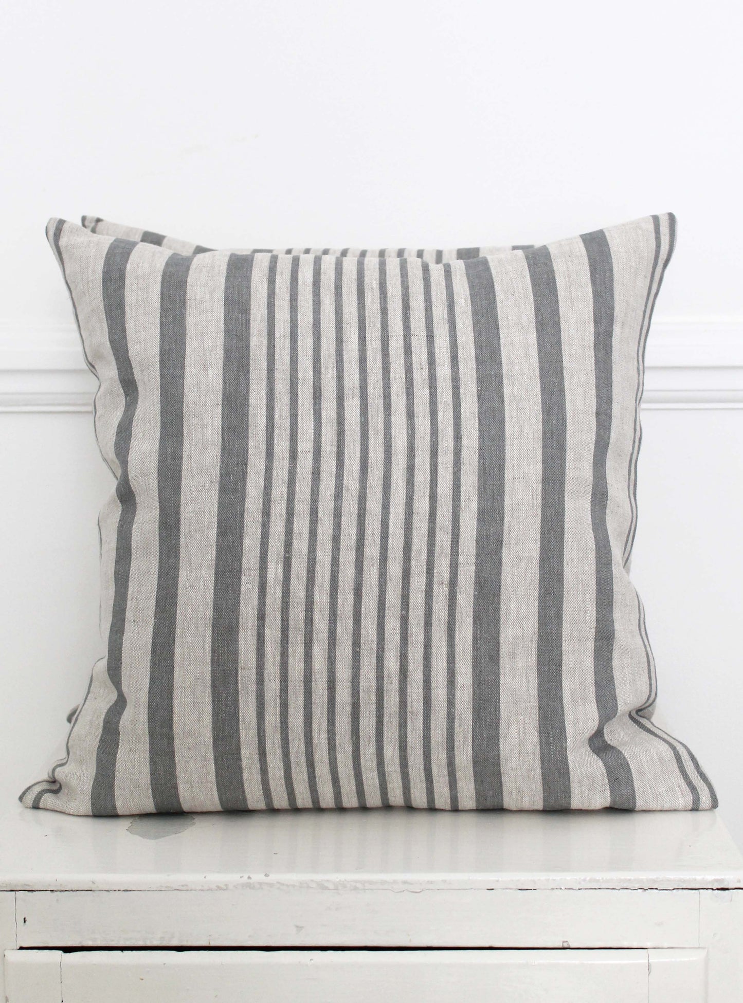 Manoir Grey Stripe Square Cushion